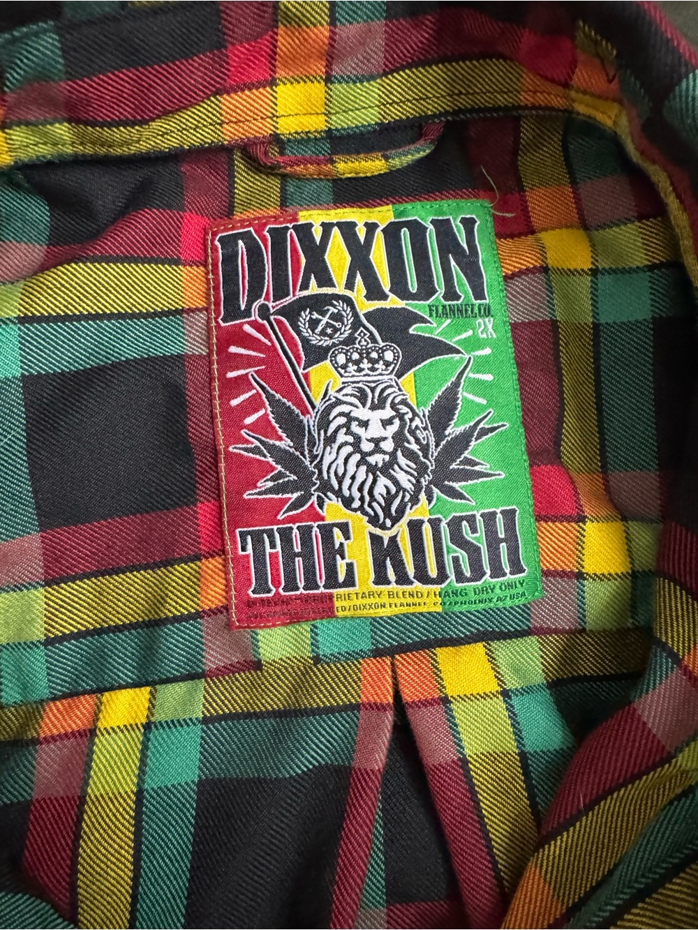 DIXXON Special Bob Marley Release- Plaid Button-Down Shirt (Red, Green) - Picture 2 of 6